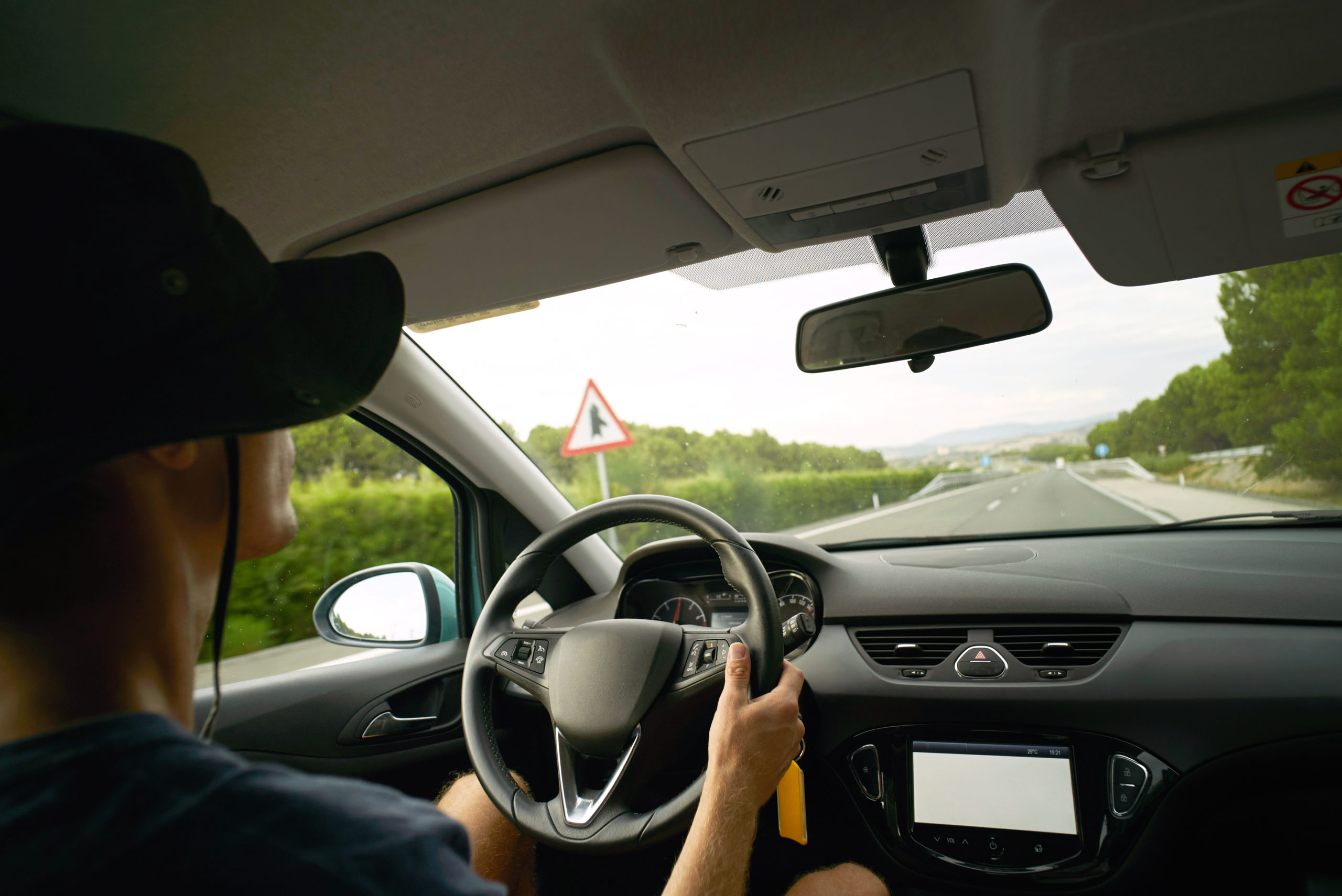 Car traveling and gps navigation on interurban road